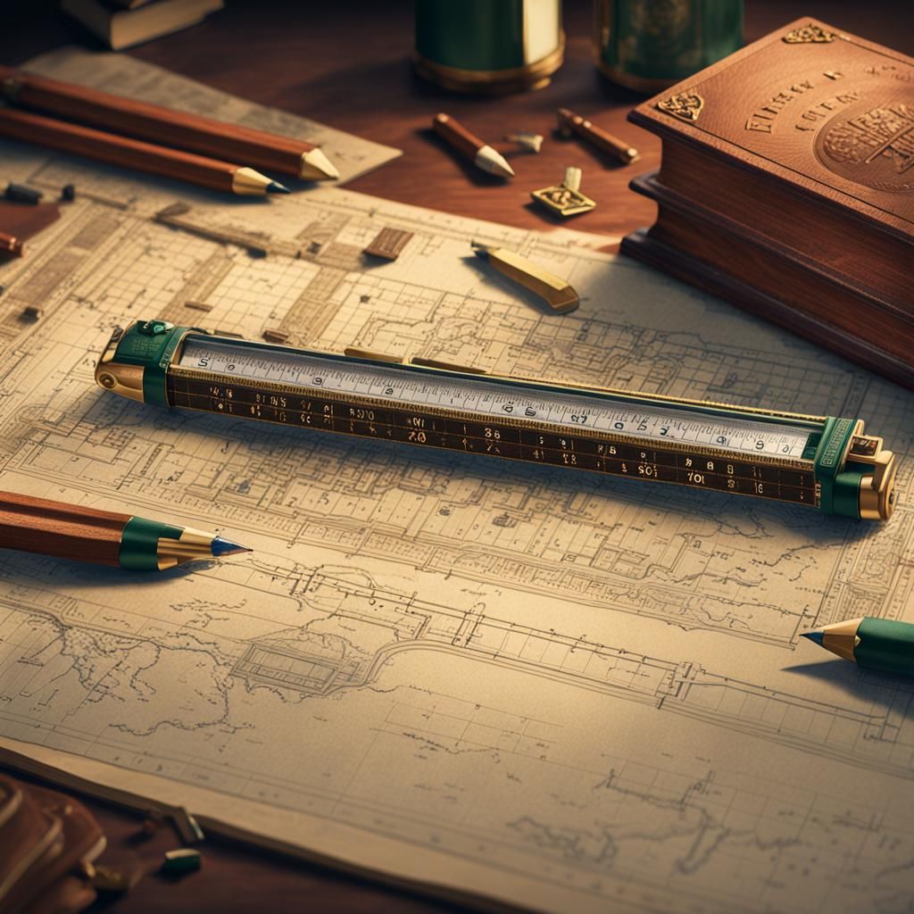 Student with Faber-Castell Slide Rule: Detailed Matte Painti...