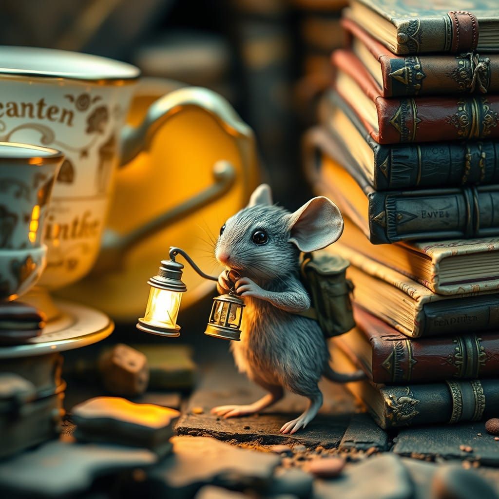A Whimsical Mouse in a Fantastical Miniature Realm