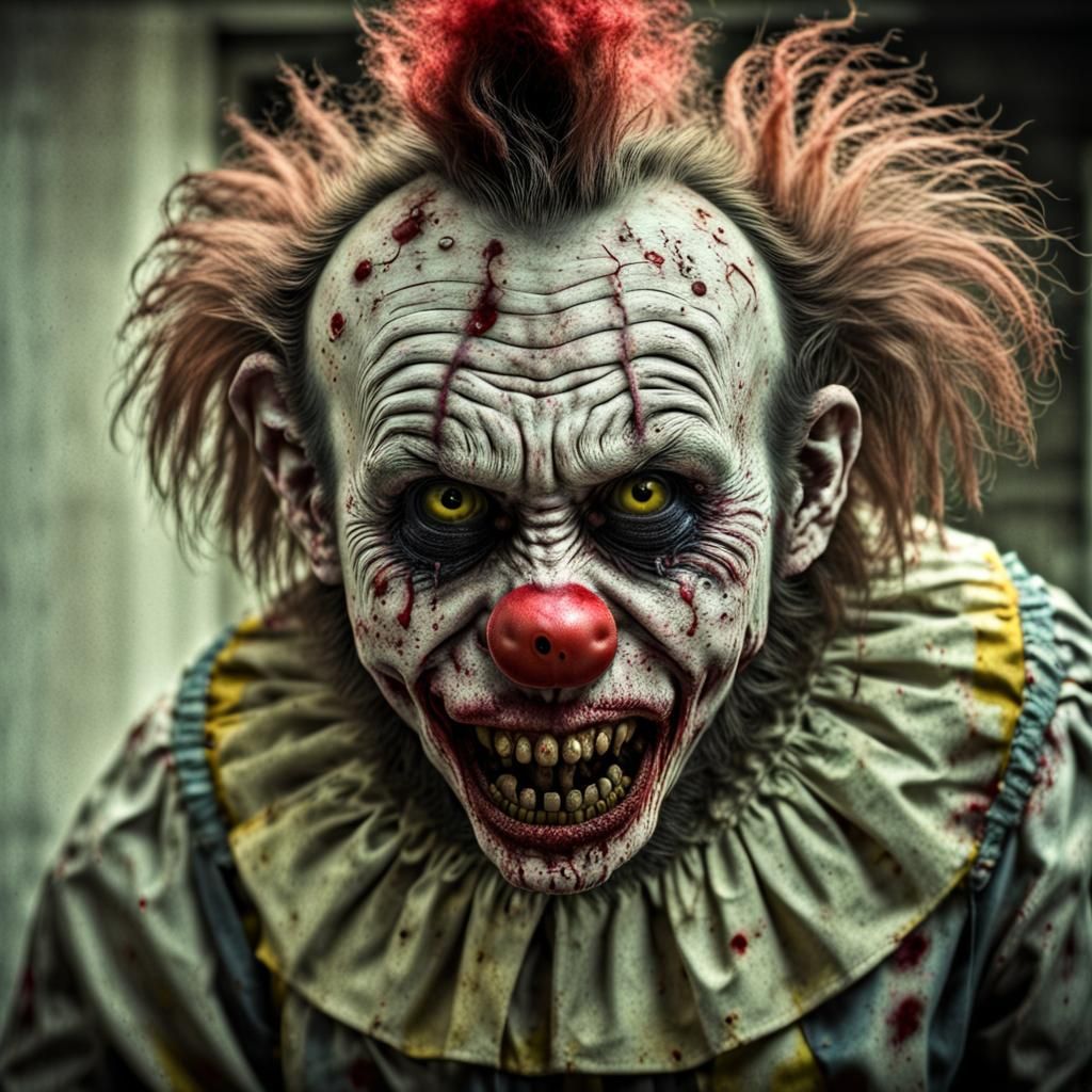 Creepy Zombie Monkey Clown in Asylum