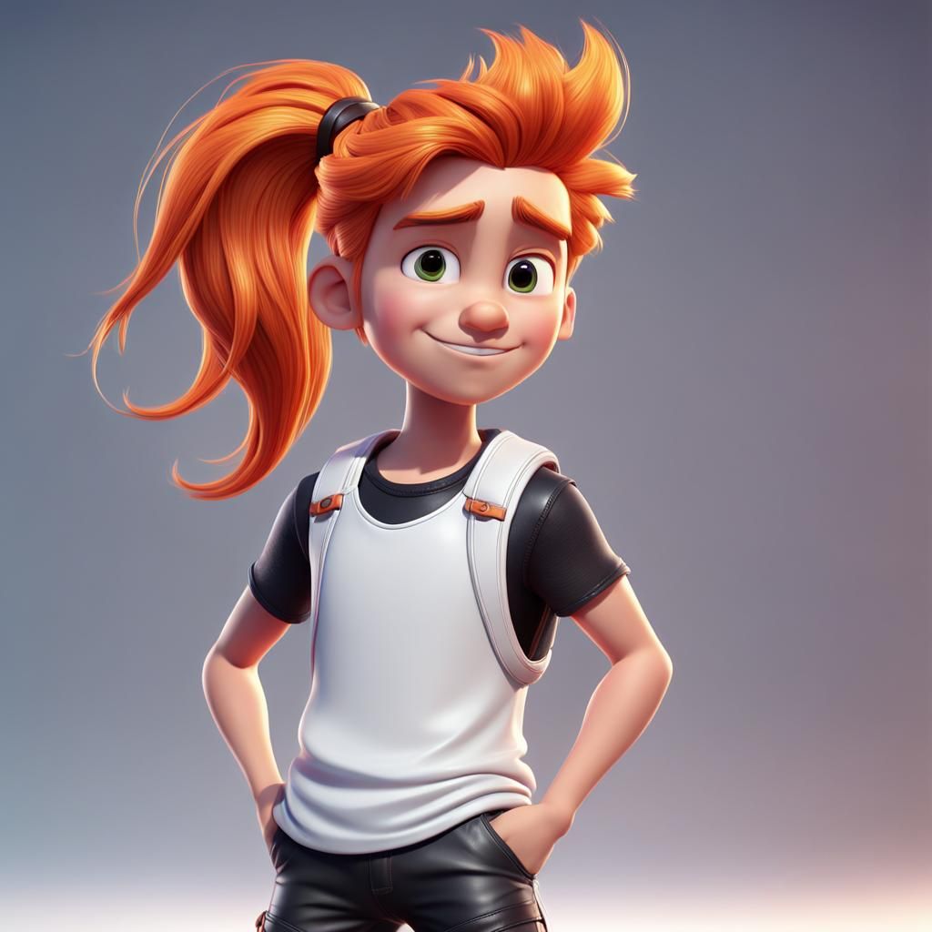 Cute Boy with Orange Hair as Pixar 3D Art