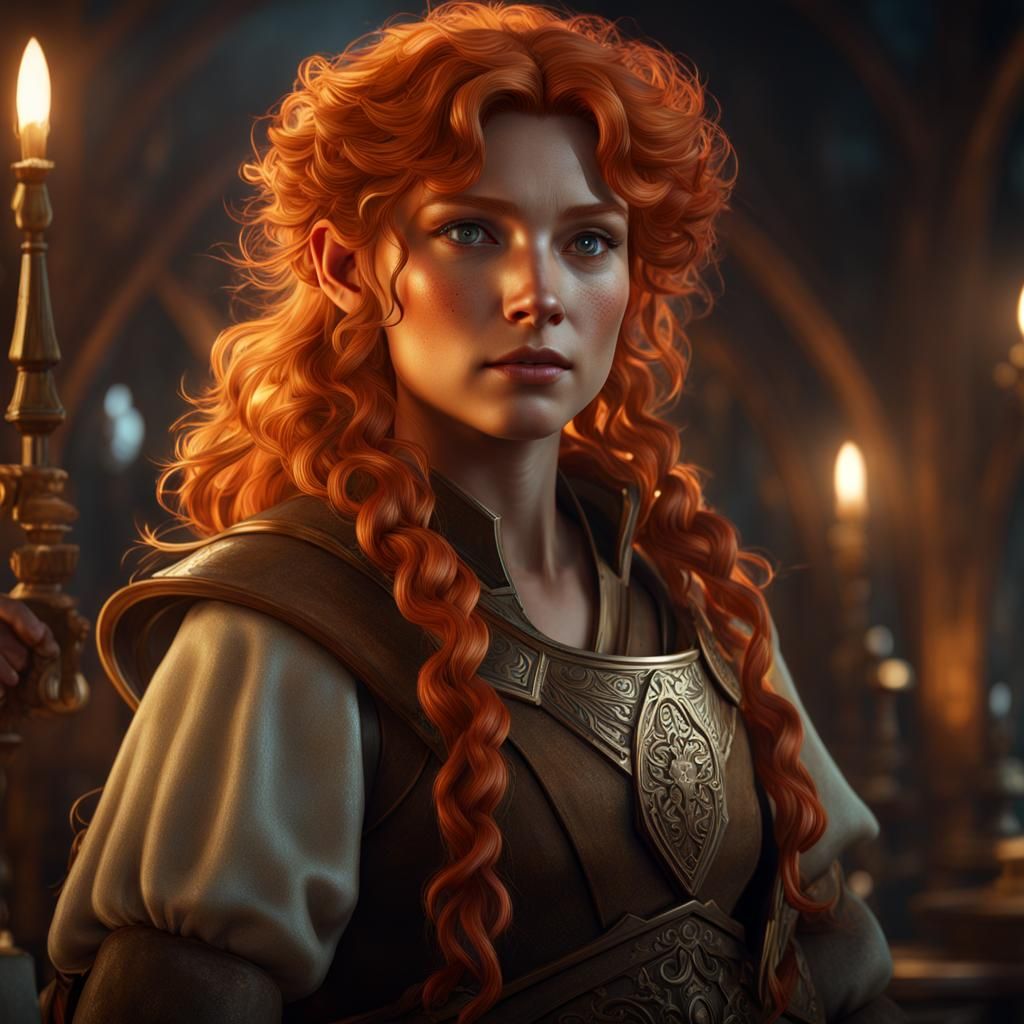 Hobbit Warrior with Warhammer in Dark Fantasy Style