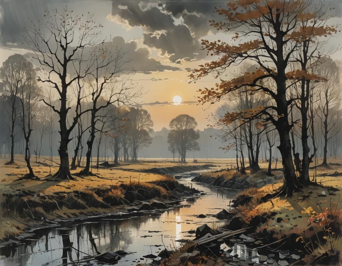 Autumn Landscape Shines in Evening Light