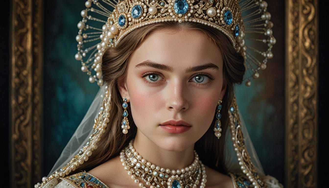 Regal Grand Duchess Anastasia in Elegant Formal Portrait