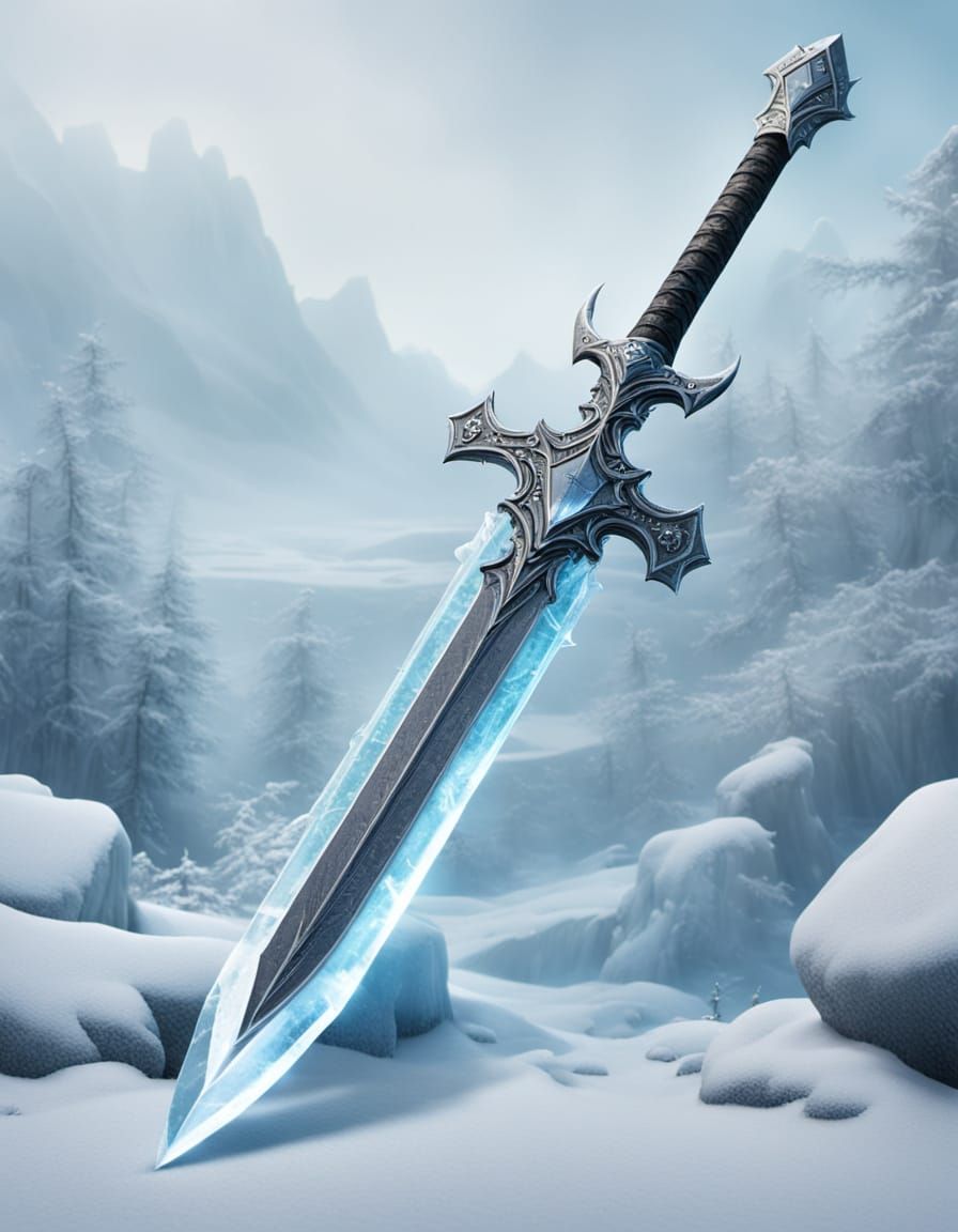 Ethereal Ice Sword Shines with Frosty Majesty