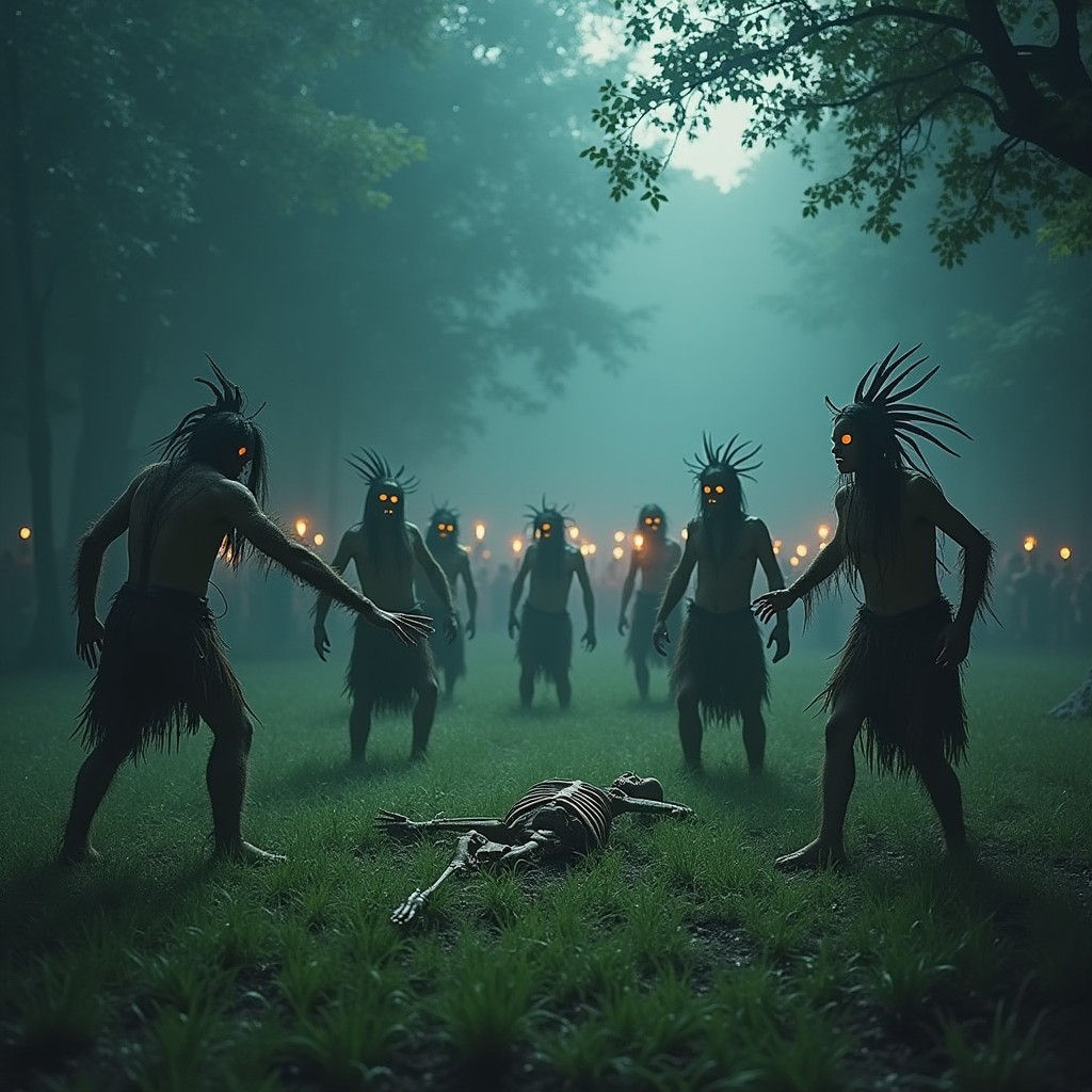 Eerie Forest Clearing Ritual Inspired by Gustave Doré