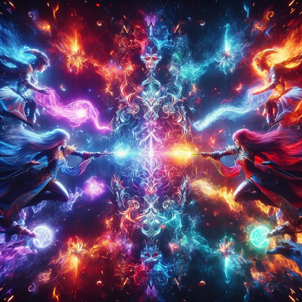 Epic Magical Battle Between Alchemist and Sorceress