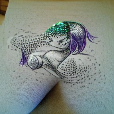 Mermaid Roller Derby in Stipple Art Style