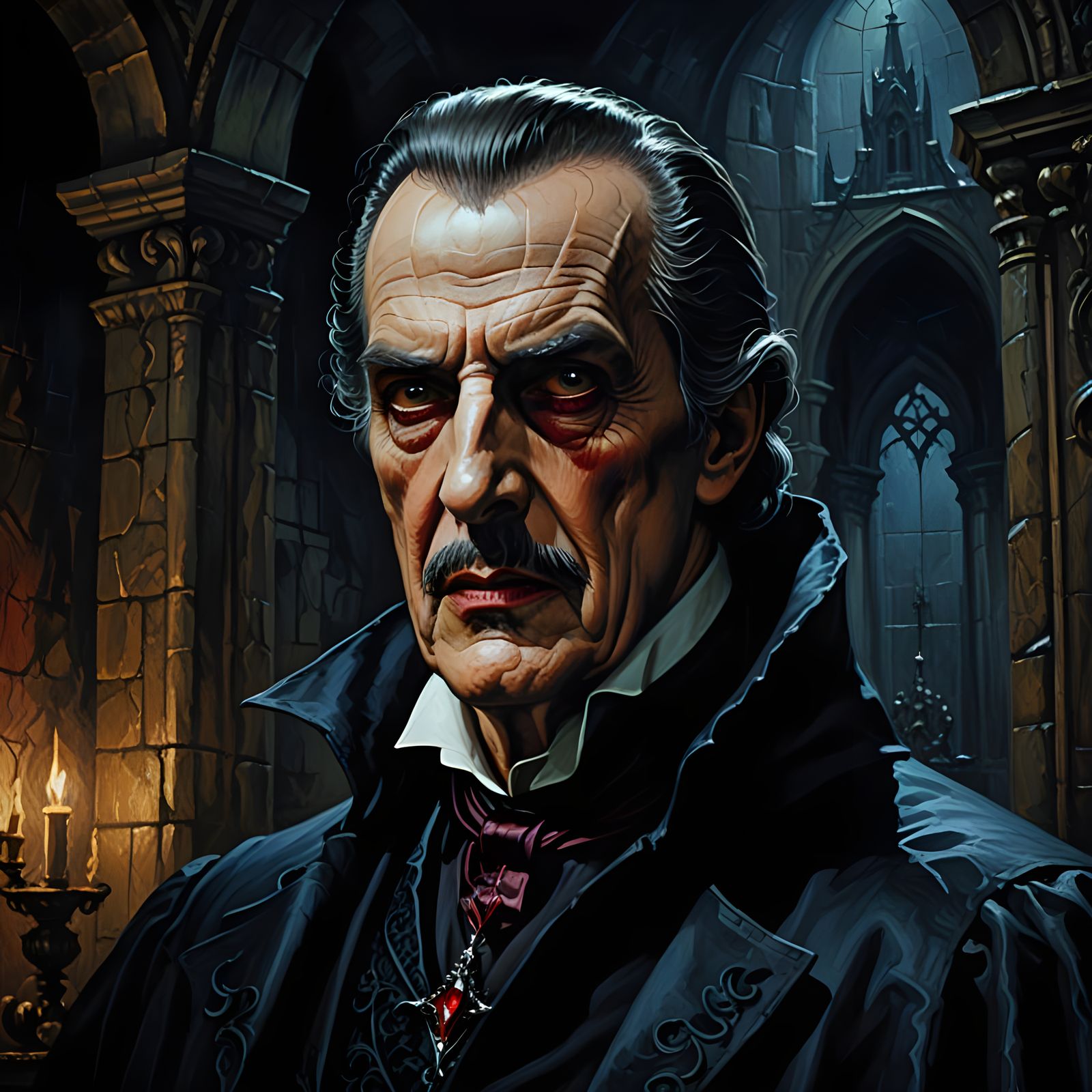 Vincent Price as Dracula: Renaissance Impasto Painting