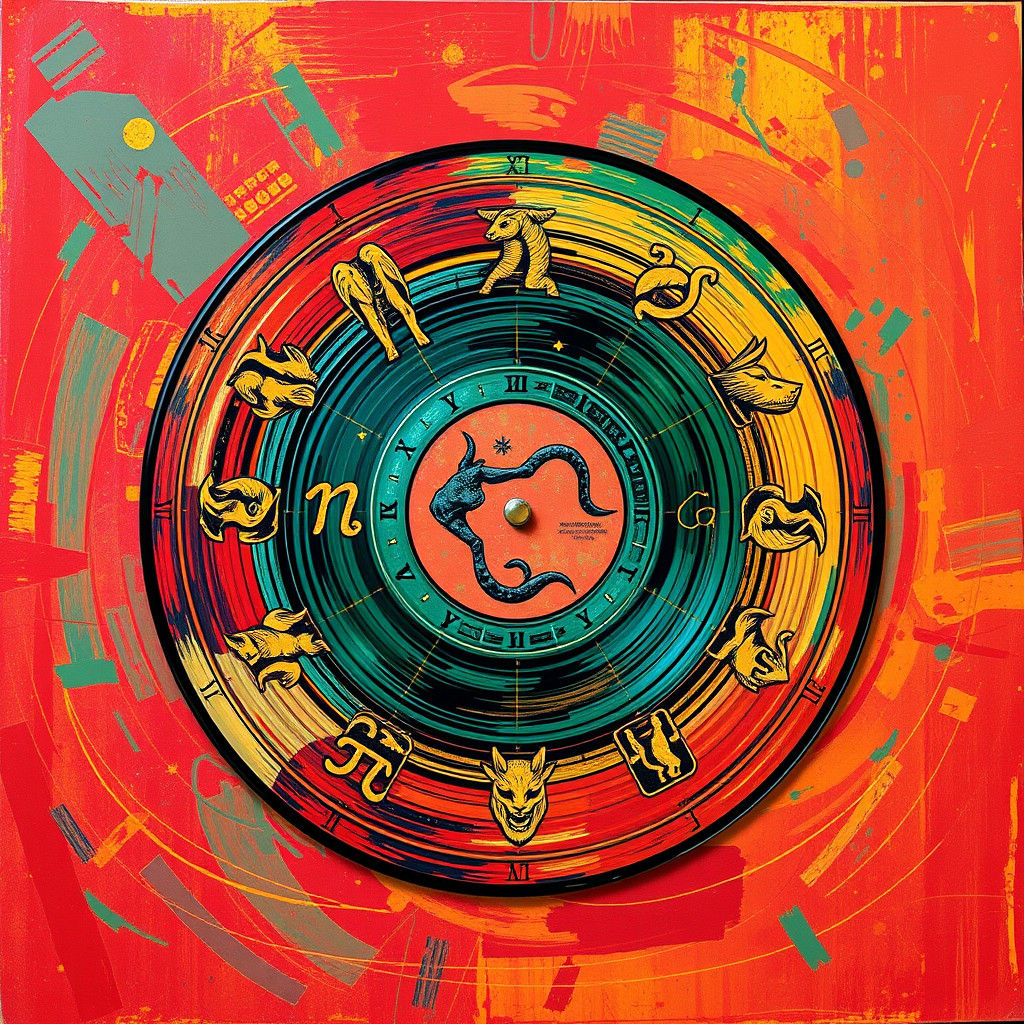 Cosmic Zodiac Vinyl Record: Holographic Astral Art