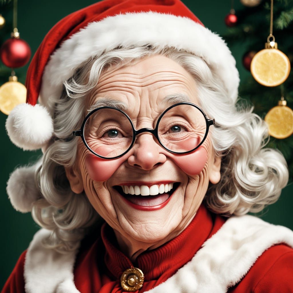 Jolly Vintage Mrs Santa Claus with Rosy Cheeks