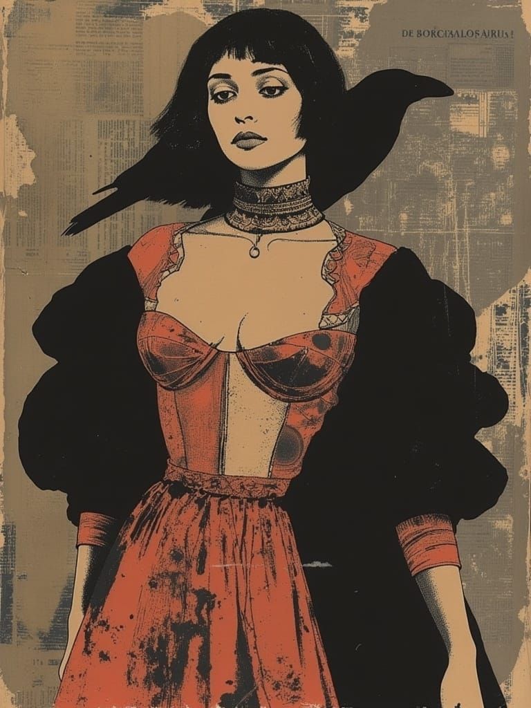 Surrealist Fashion Model in Shimmering Suede