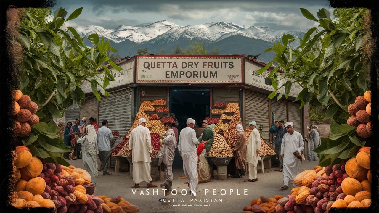 Bustling Quetta Market Scene with Pashtoon People