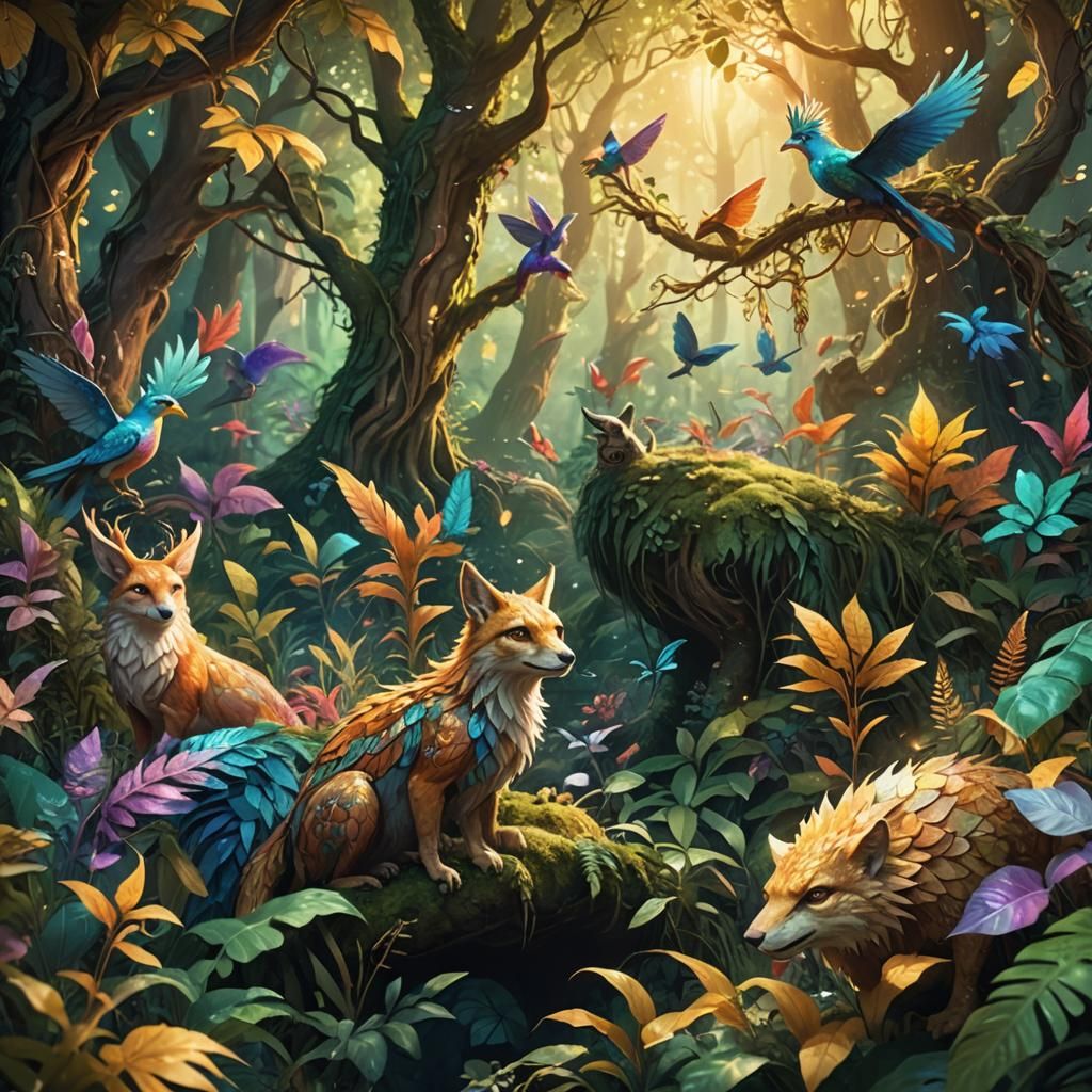 Enchanted Forest: A Fantasy Wildlife Illustration