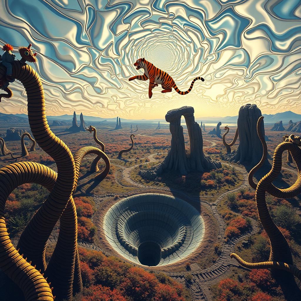 Surreal Landscape with Elastic Flora, Salvador Dali Style