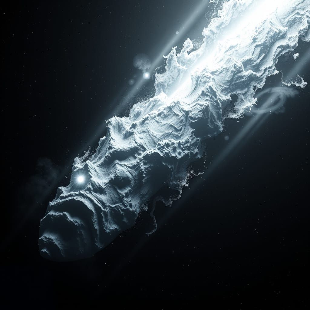 Ancient Comet in Antimatter Cloud, Deep Space
