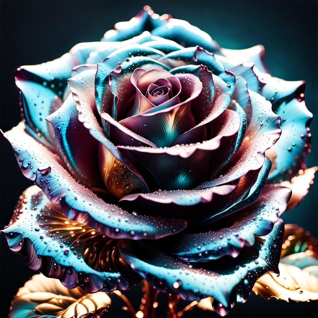 Metallic Chrome Rose with Fractal Details