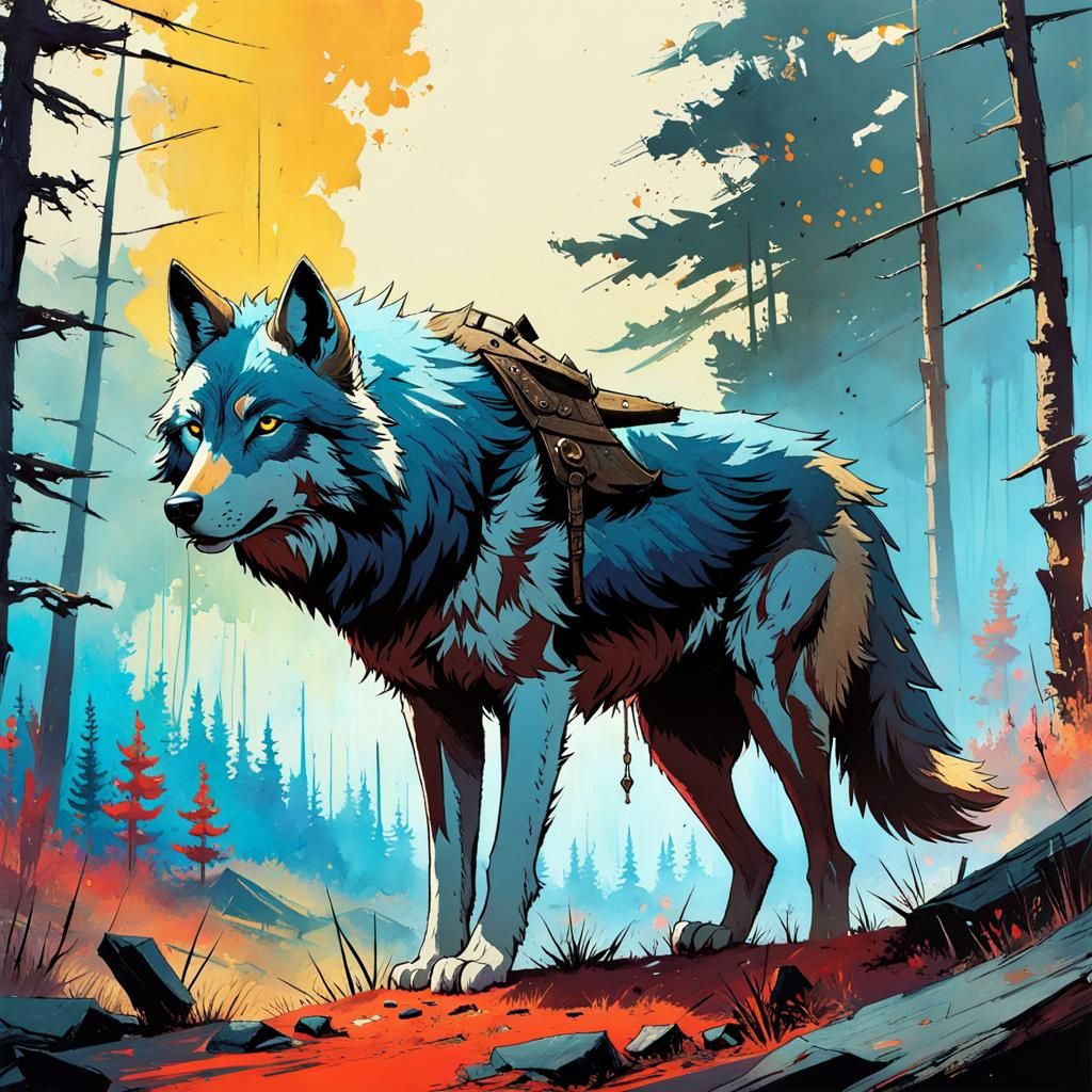 Wolf Portrait in Fantasycore Style