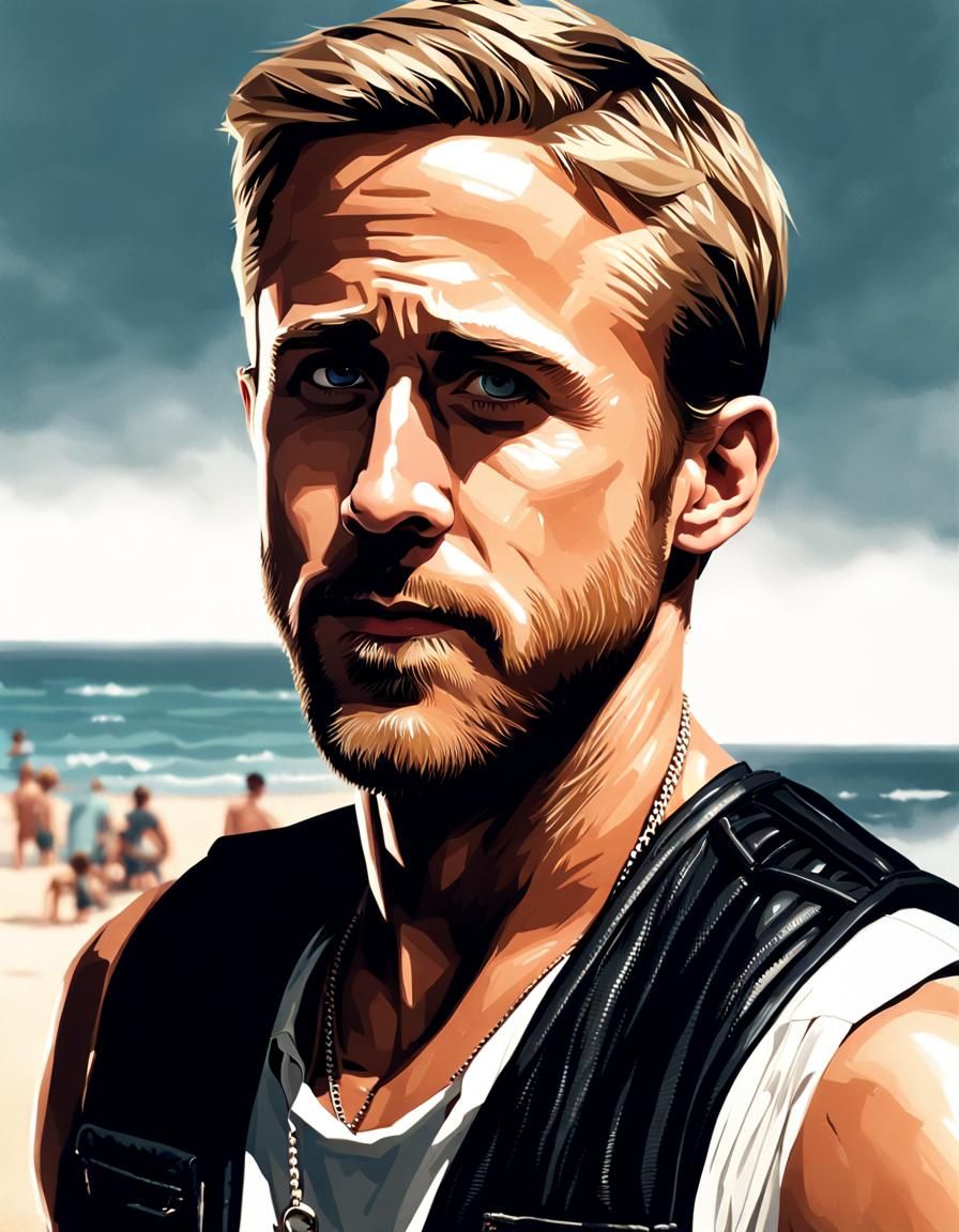 Ryan Gosling as Ken at the Beach