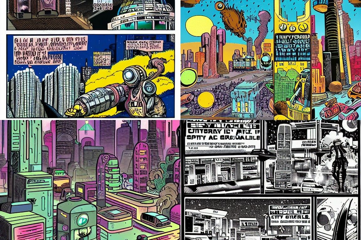 Sci-Fi City in Underground Comix Style
