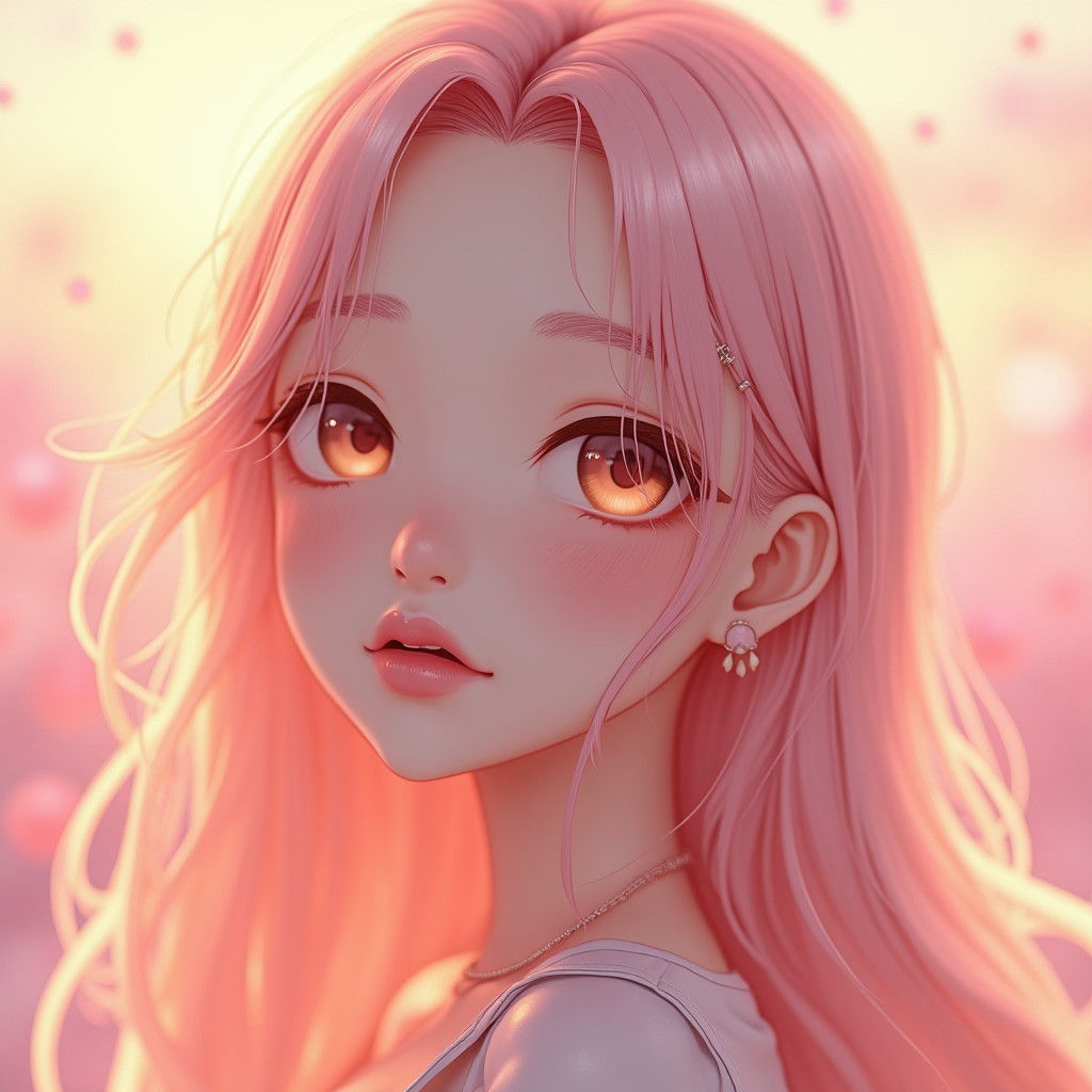 Radiant Anime Girl Portrait in Pastel Dawn Light