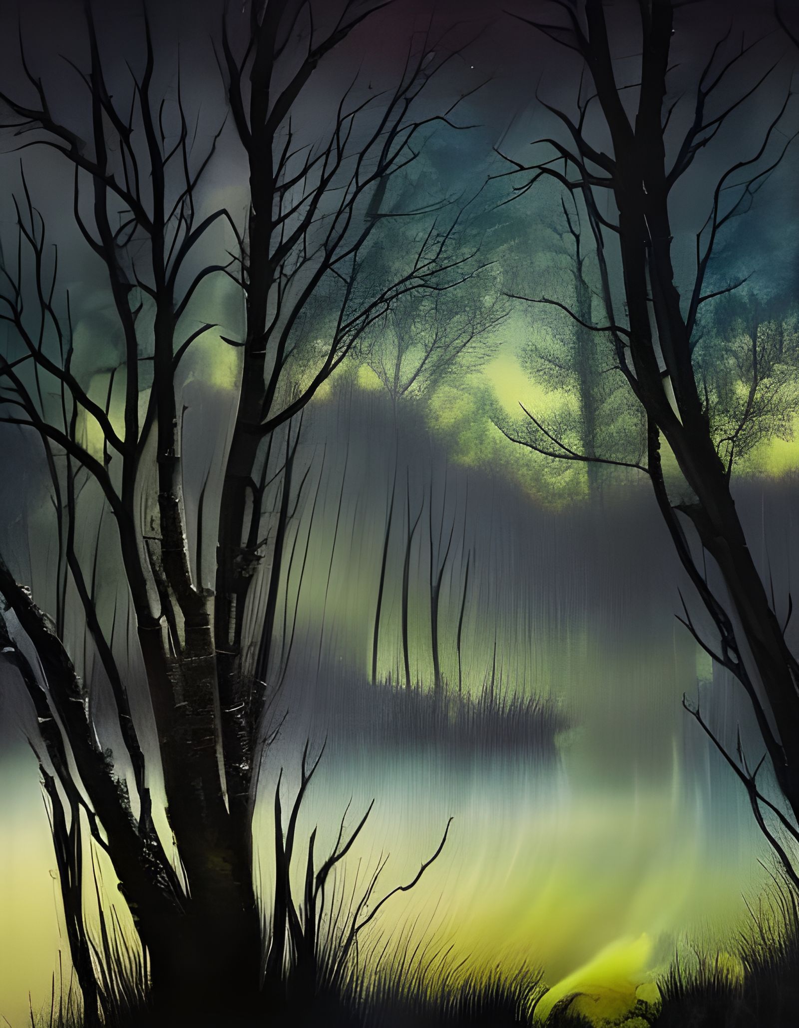 Spooky haunted forest