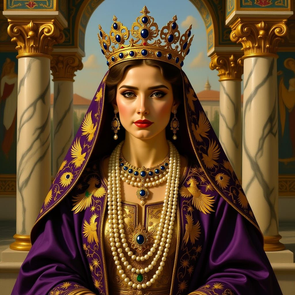 Regal Byzantine Empress Portrait in Renaissance Style