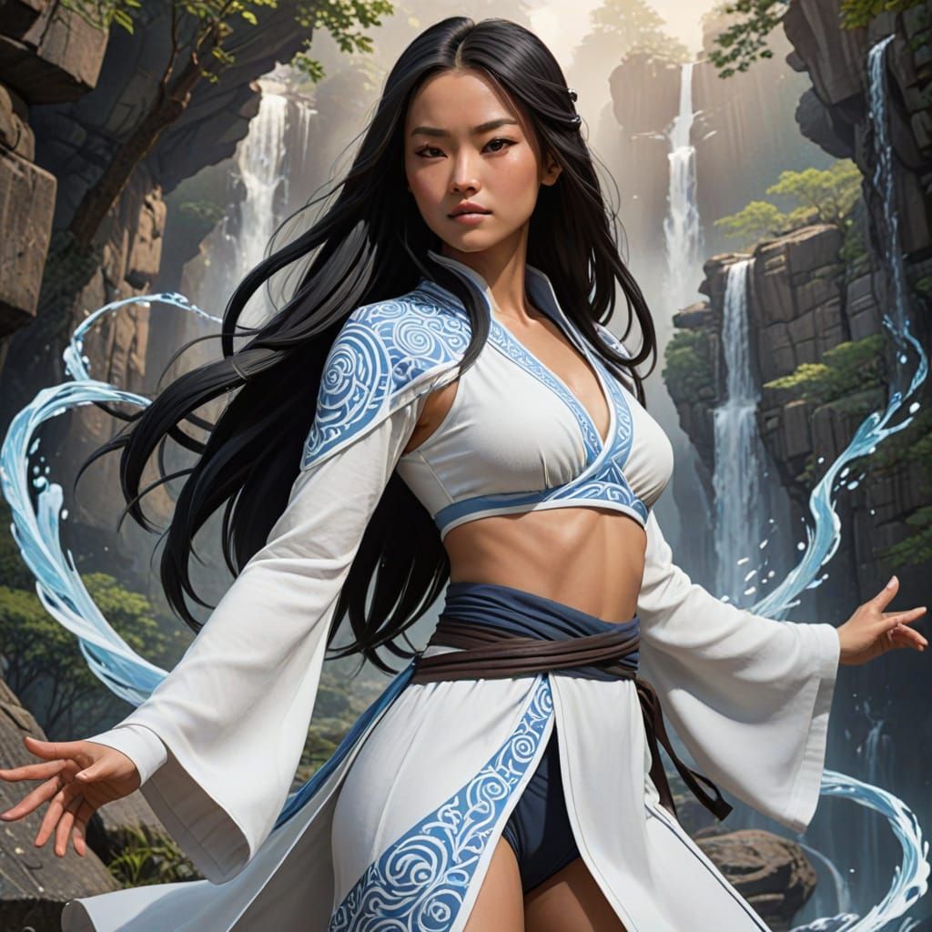 Young Nun Monk Warrior in Vibrant Anime Illustration