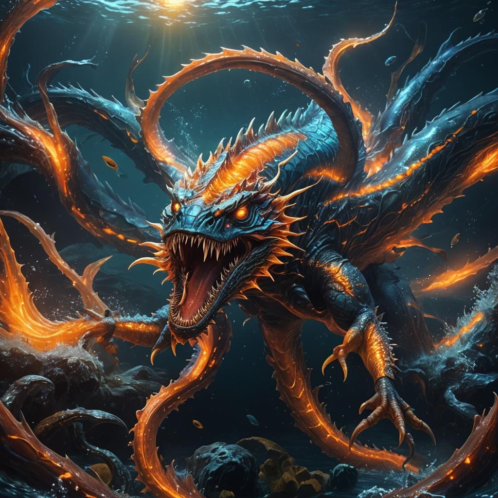 Deep Sea Monster Rising: Splash Art Fantasy