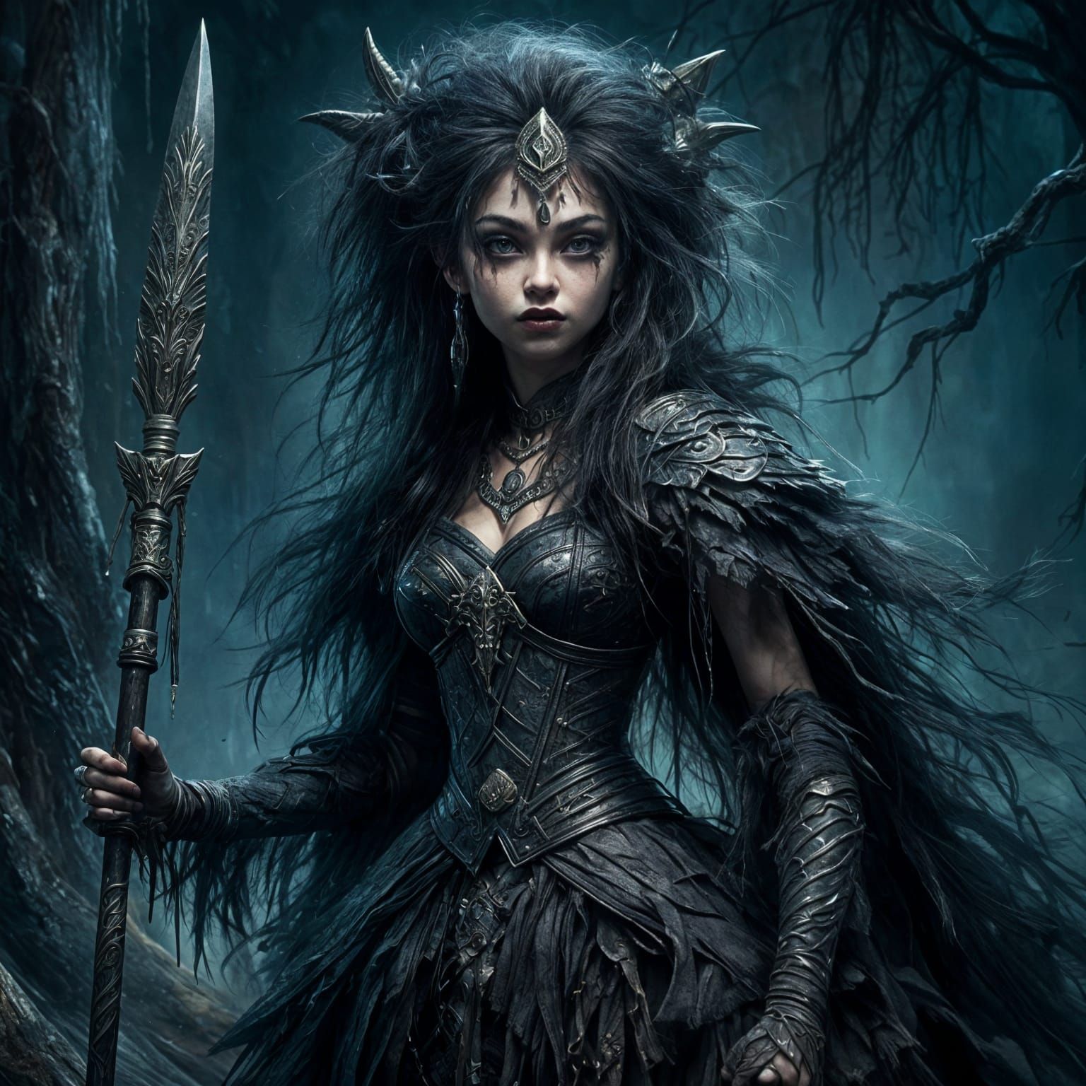 Female Warrior Wielding a Spear