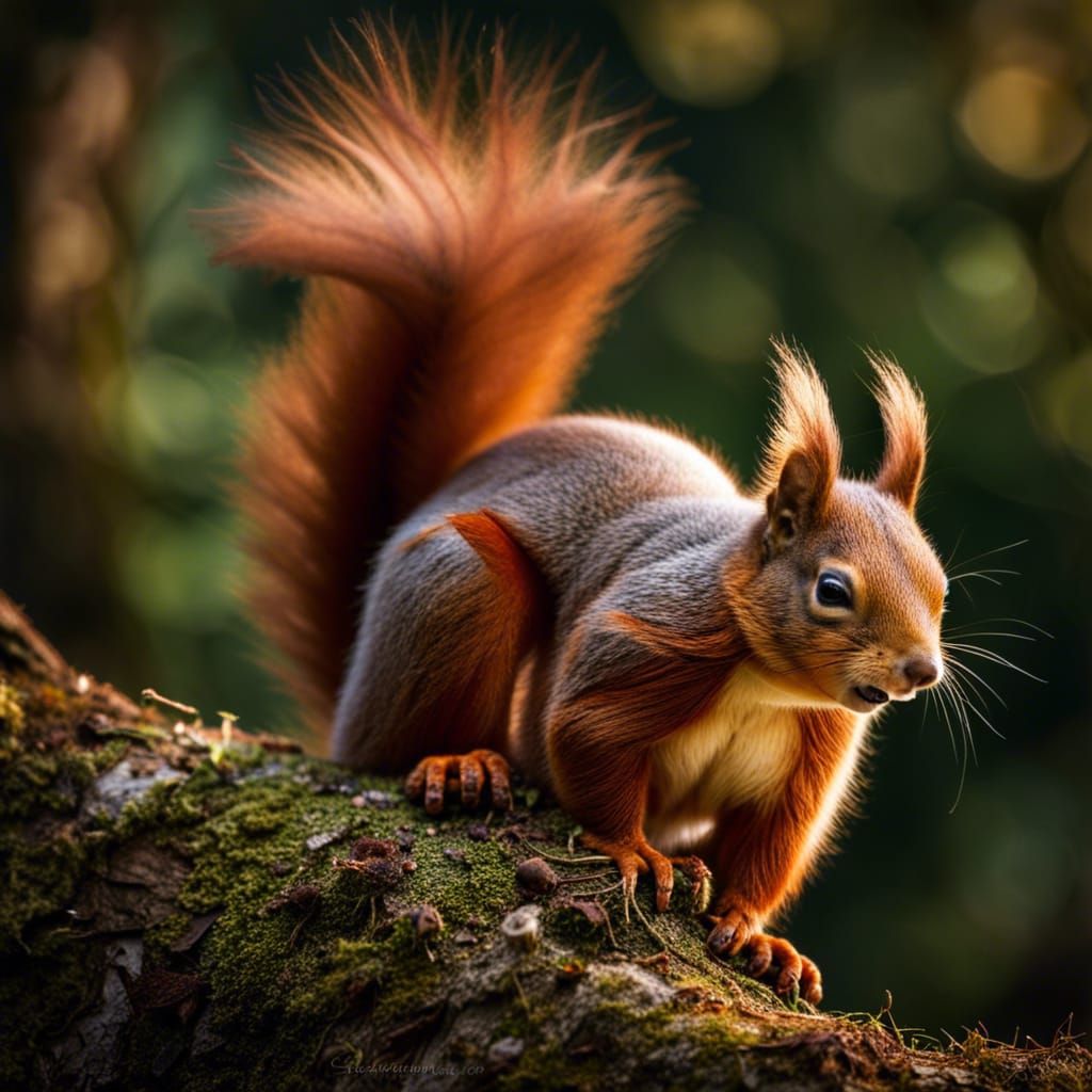 Hyperrealistic English Red Squirrel Portrait