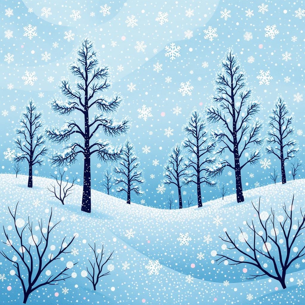 Vibrant Pointillist Winter Wonderland
