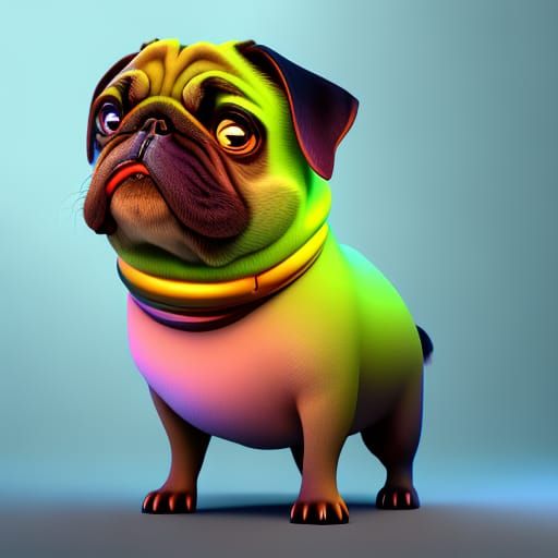 Pixar Style 3D Pug Concept Art