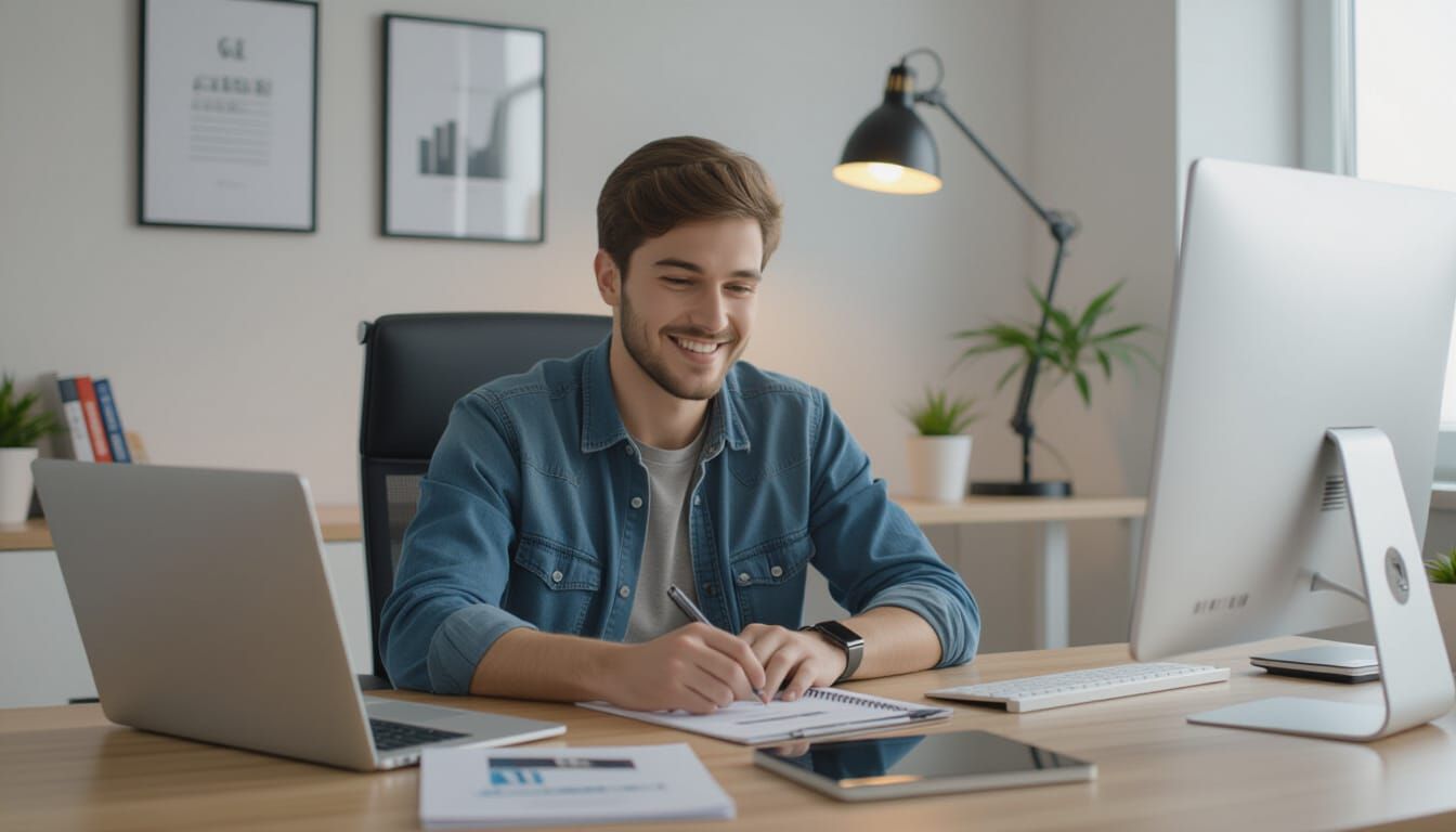 Young Entrepreneur in Modern Home Office