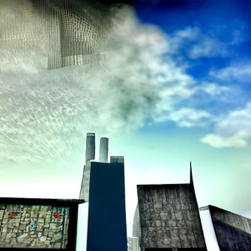 Brutalist Cityscape in PS1 Style