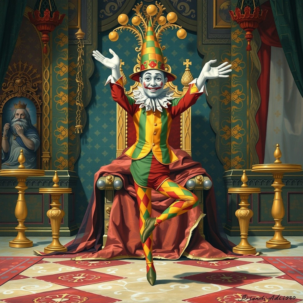 Regal Court Jester in Impressive Handstand