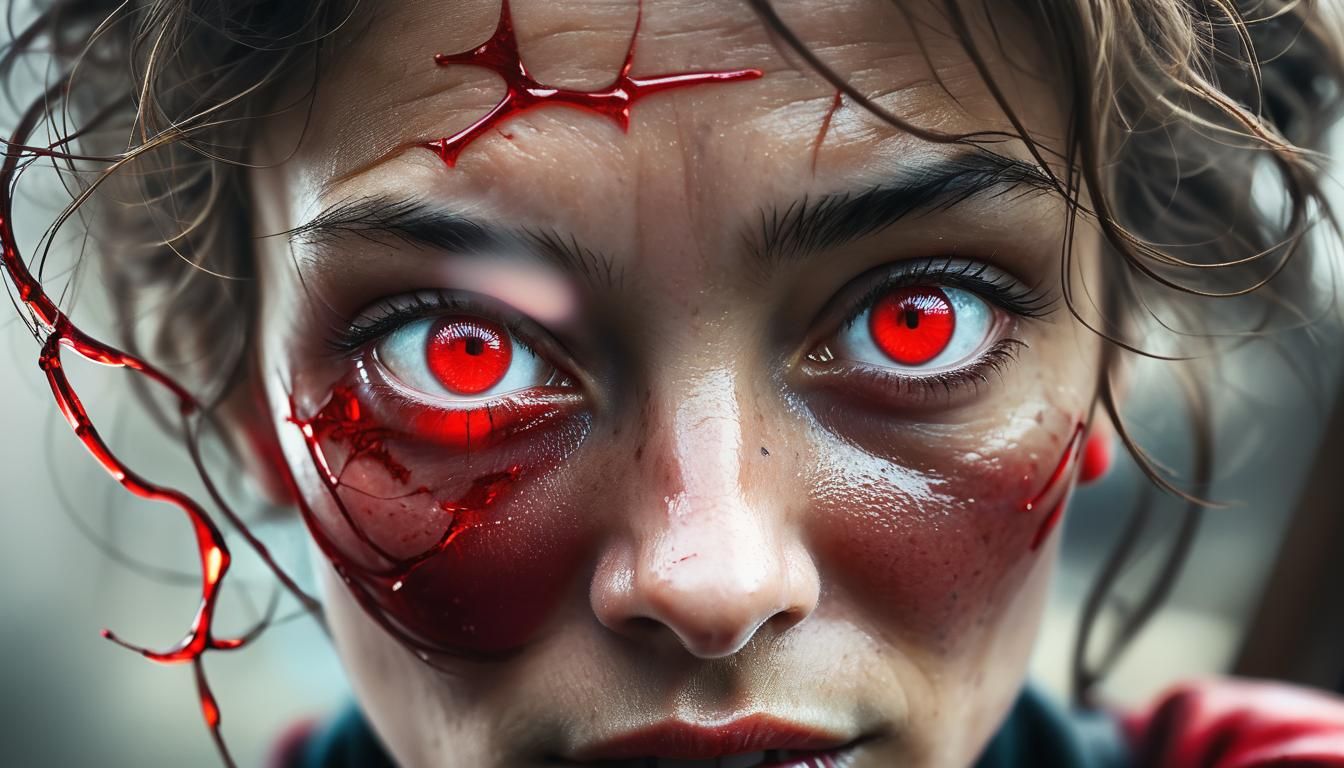 Shattered Red Glass Portrait in Jeffries Style