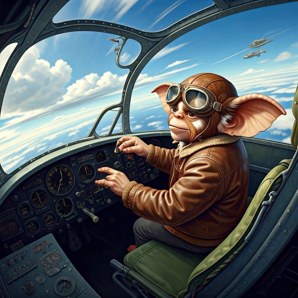 Gremlin Sabotage on B-17 Bomber, Expressive Color