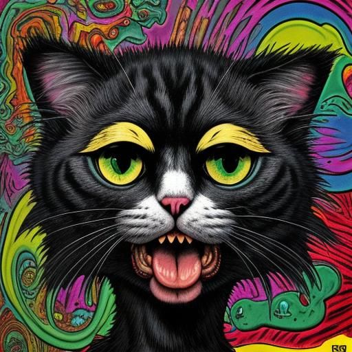 Creepy Grotesque Comic Art: Cat Got Your Tongue?