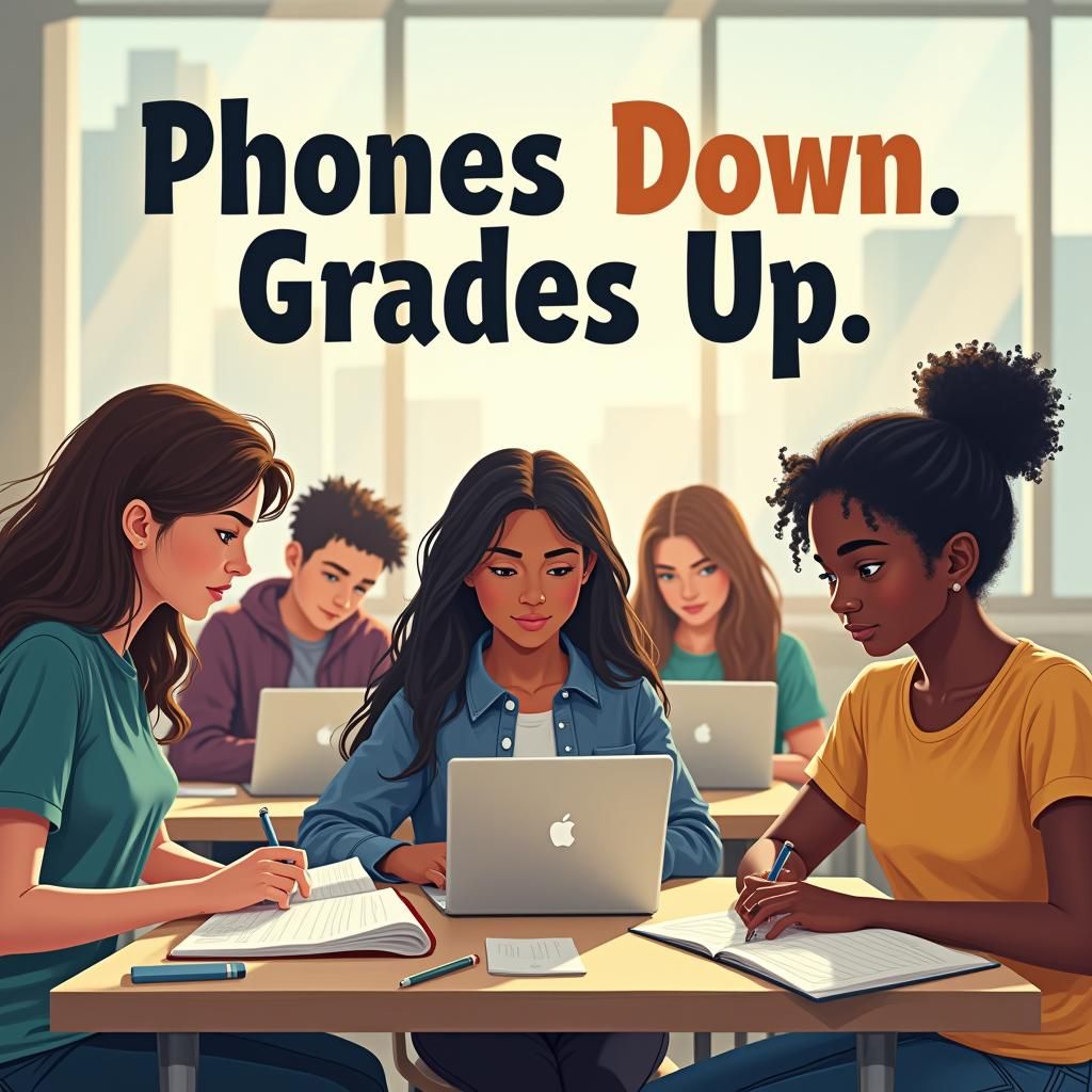 Inspiring Students Poster: Phones Down, Grades Up