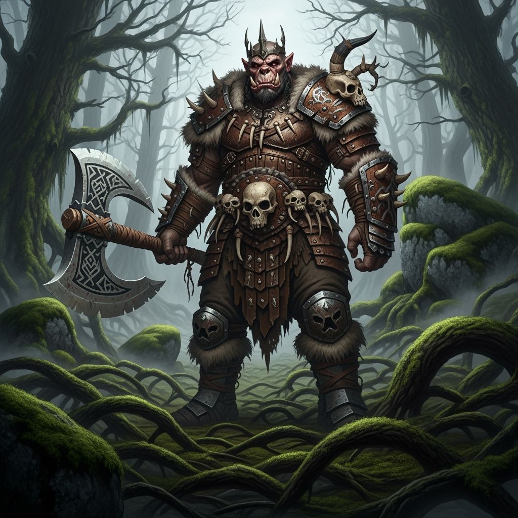 Orc King Ready for Battle in Dark Fantasy Style