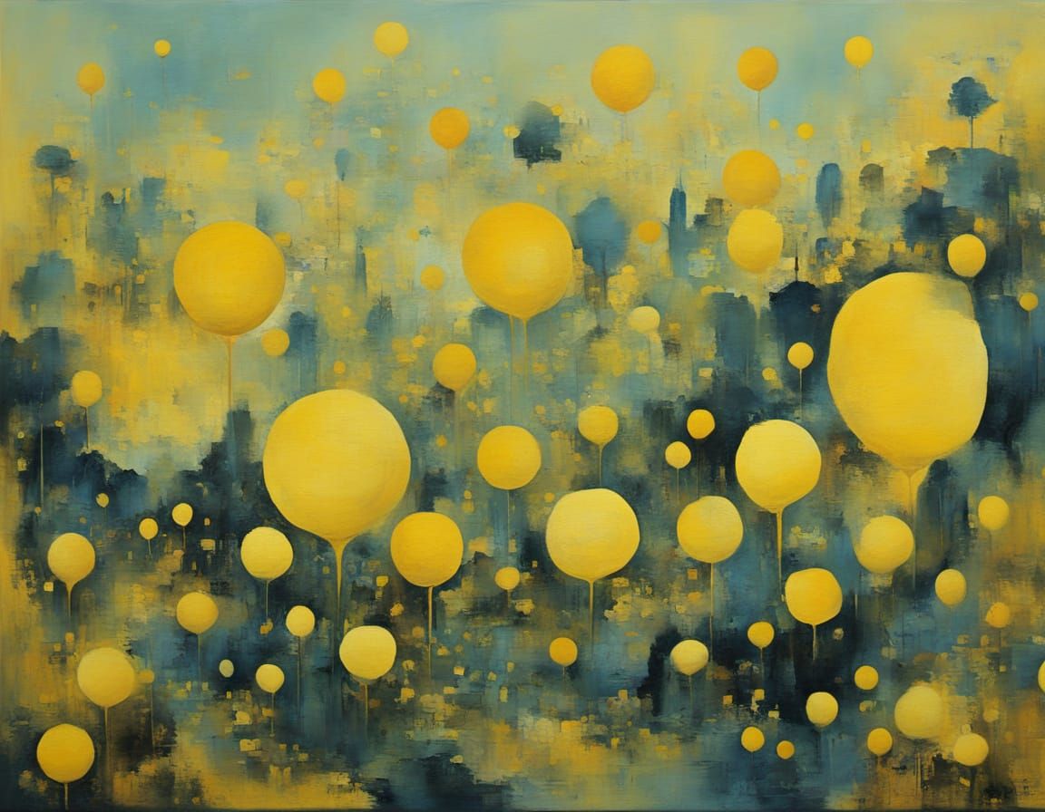 Primitive Velvet Mellow Yellow Abstract Surrealism Painting