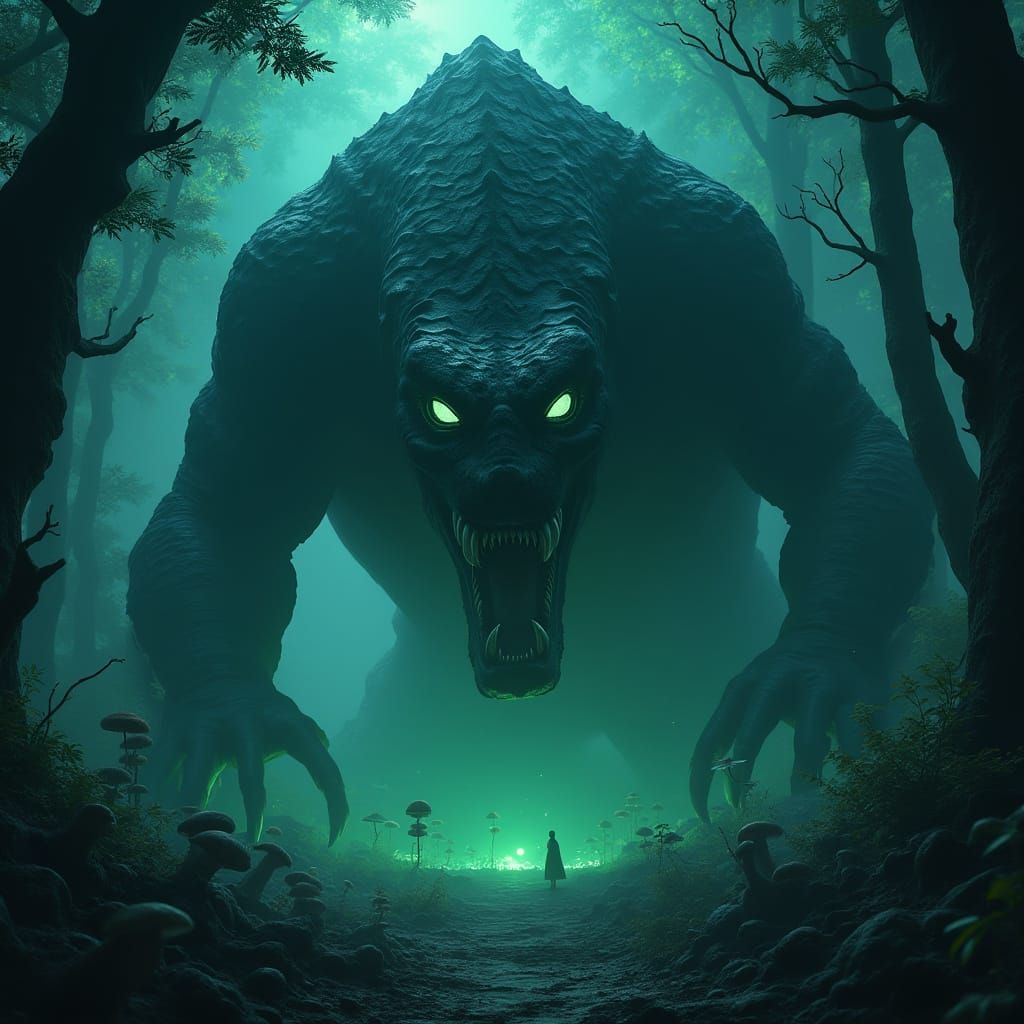 Gargantuan, Serpentine Beast Emerges from Primeval Forest