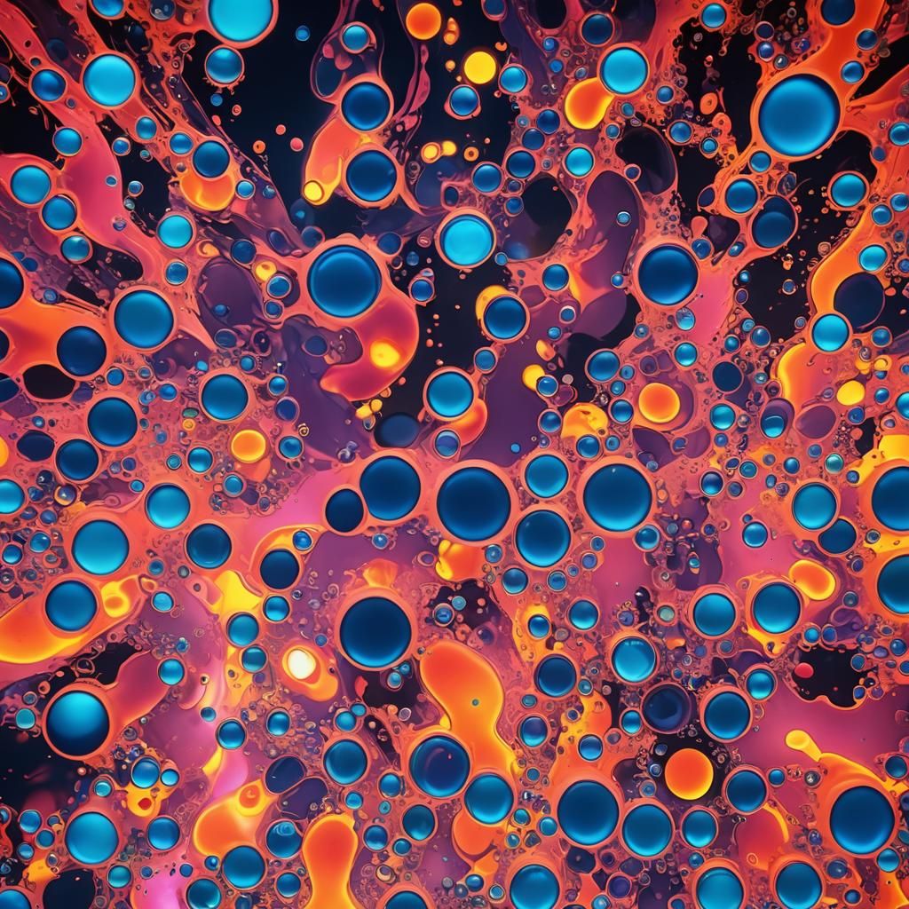 Macro Photograph of Glowing Lava Lamp in Abstract Expression...