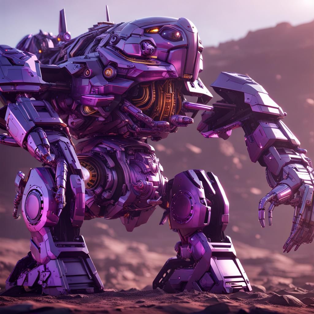 Futuristic Purple Walrus Zord in Sci-Fi Scene