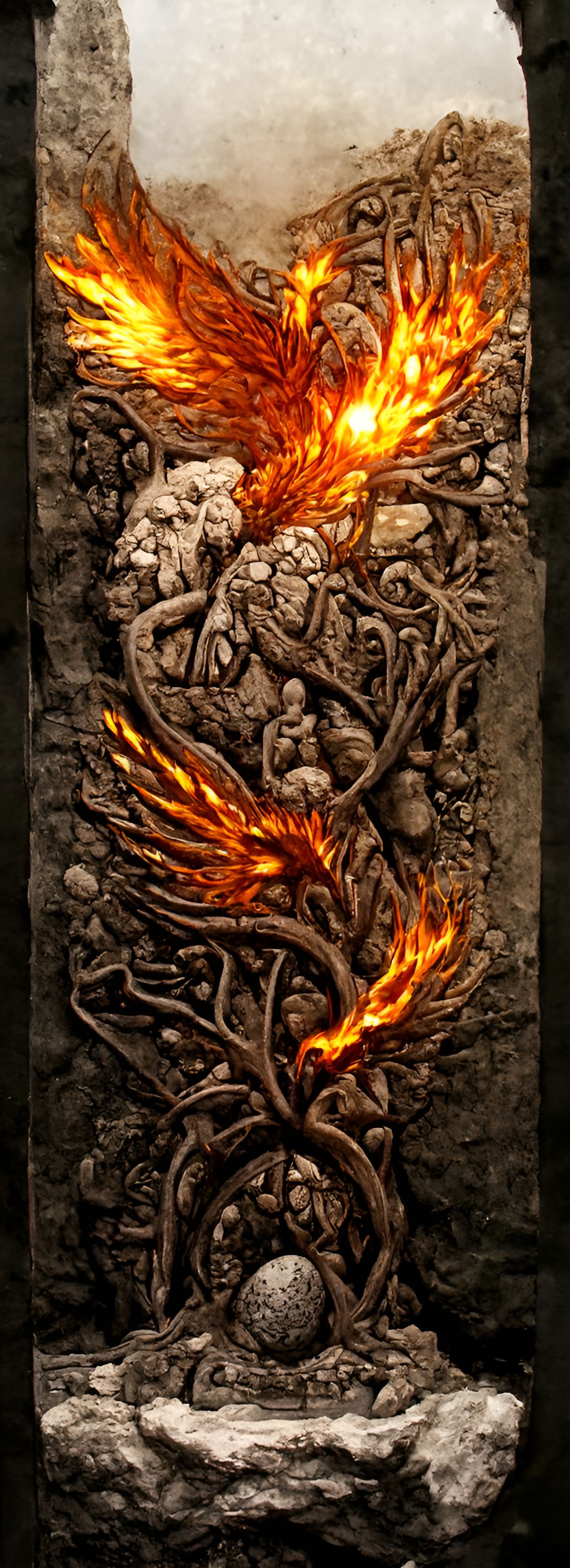 Phoenix Rising: Intricate Stone Carving