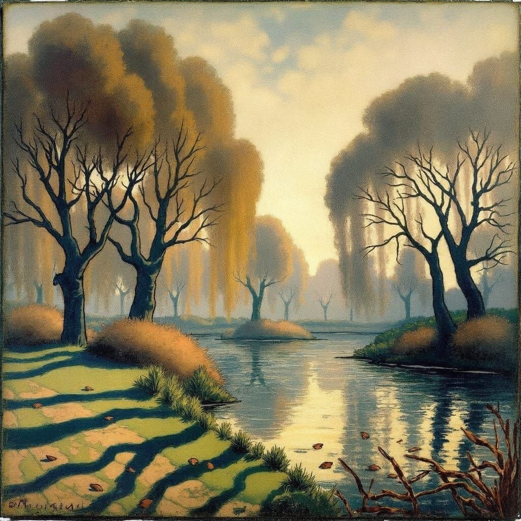 Willow Grove Impression: Oil Painting circa 1905