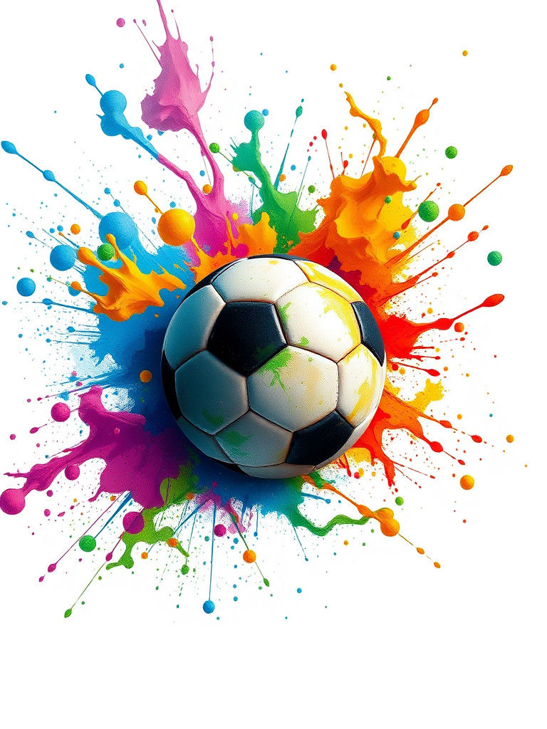 Dynamic Abstract Soccer Ball with Colorful Splatters