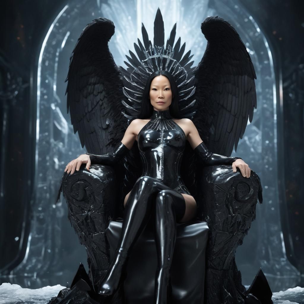 Black Angel Queen on Beryl Throne, 3D Render