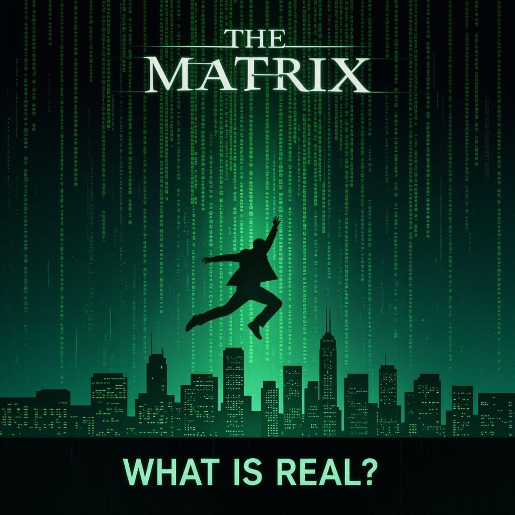 Matrix Minimalist Poster with Green Digital Code