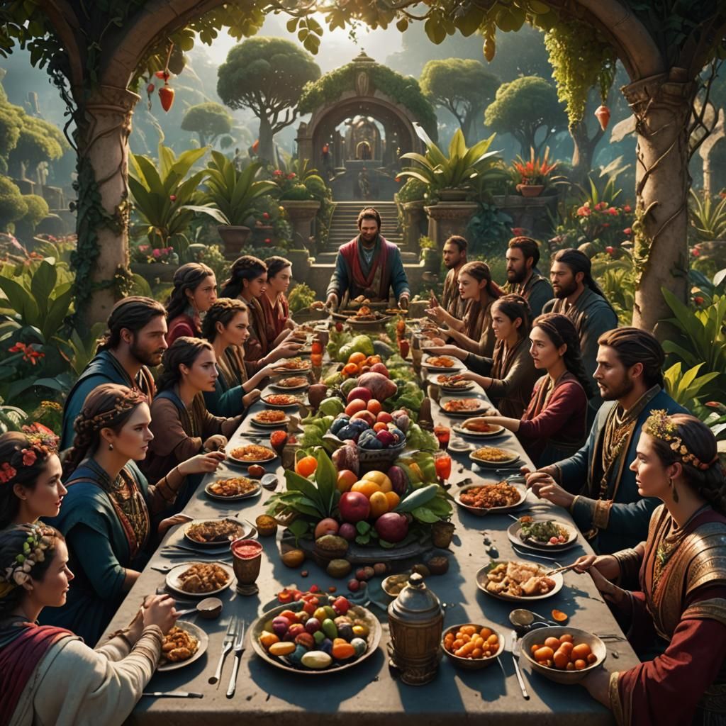 Couples Dining in the Garden of Eden
